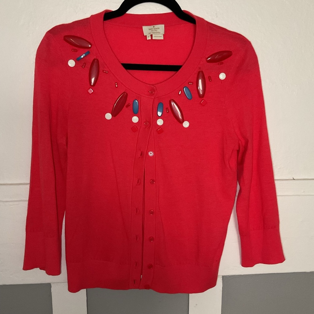EUC Kate Spade Hot Pink Cardigan with Embellishments